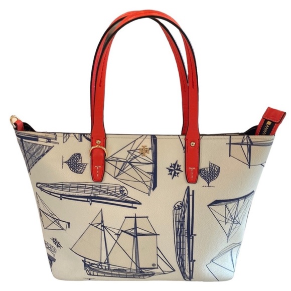 Tory Burch Handbags - TORY BURCH SHOULDER TOTE BAG NAUTICAL SAILING YAHT RARE